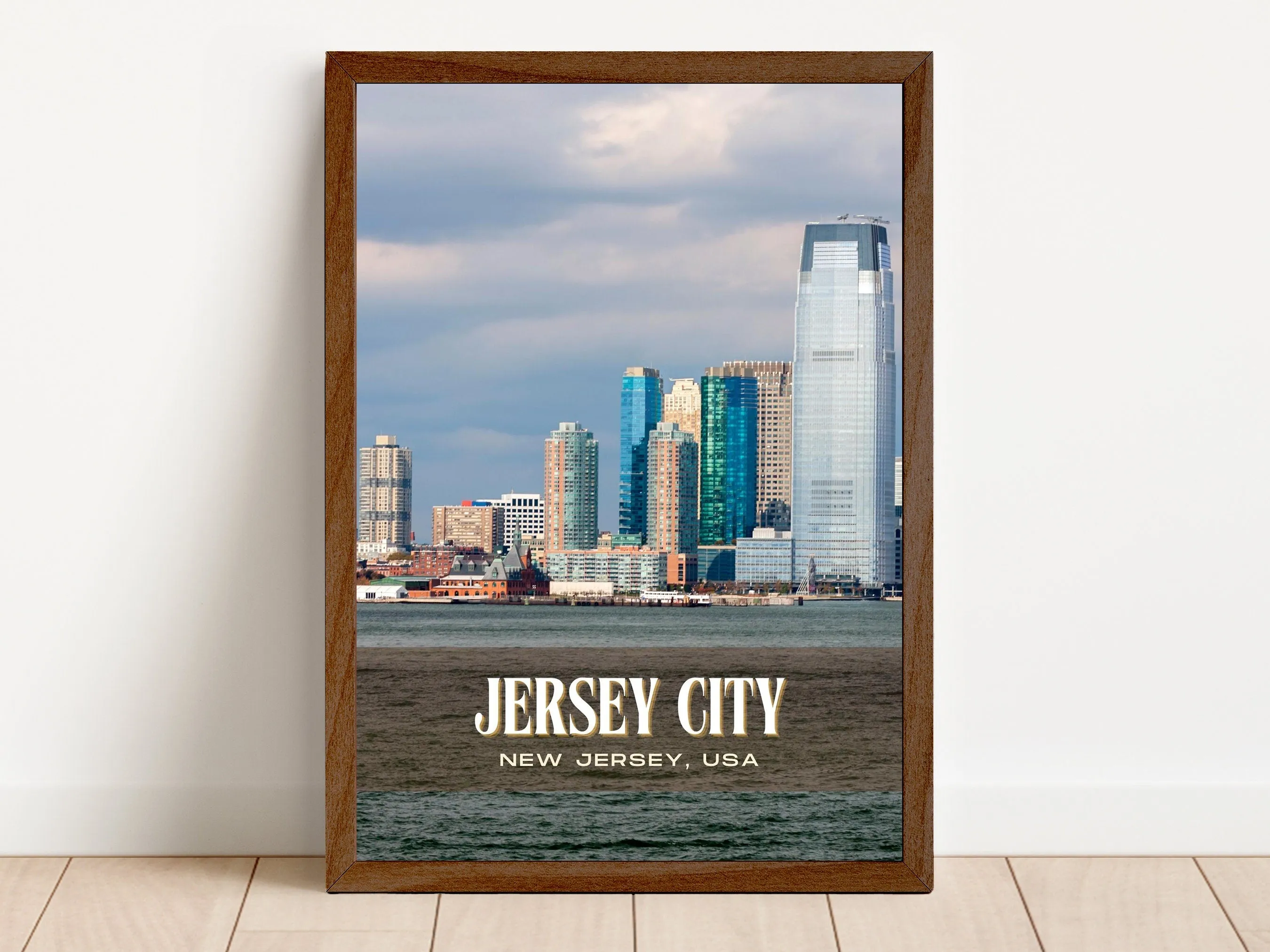 Jersey City Retro Wall Art, New Jersey, USA