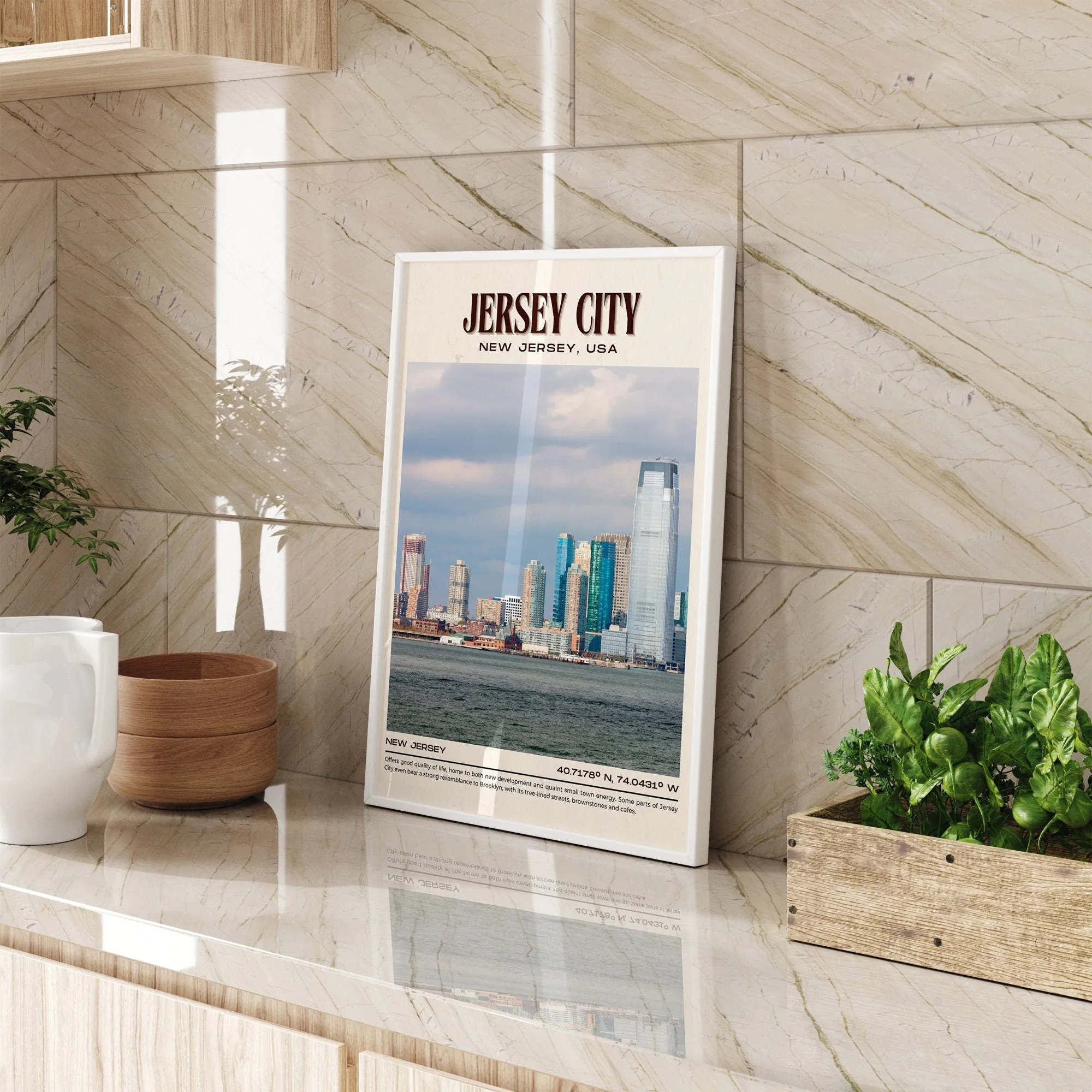 Jersey City Vintage Wall Art, New Jersey, USA
