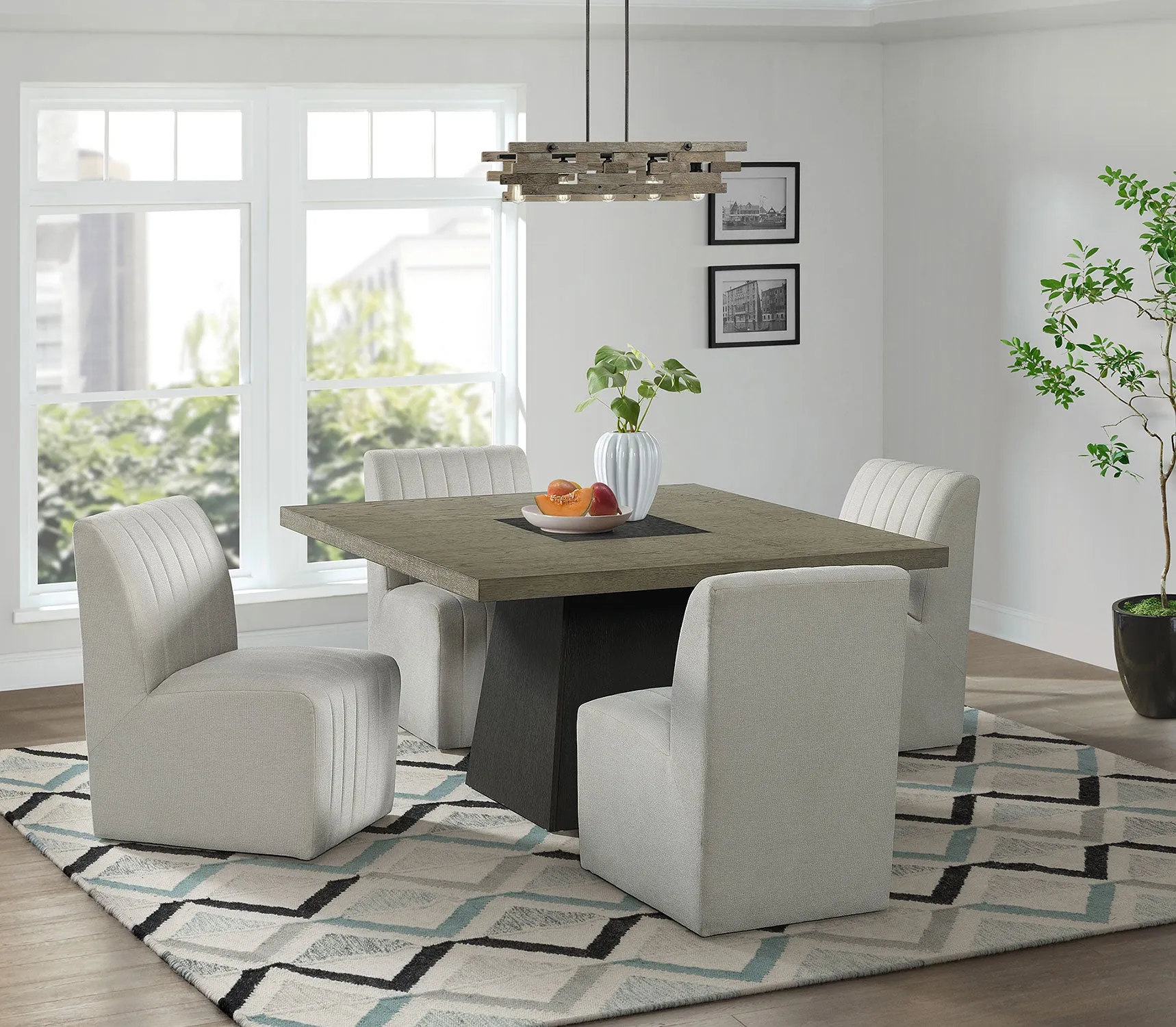 Jessica 54" Square Dining Bench Set (5 pieces)