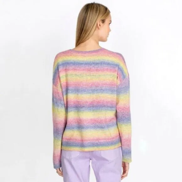 Johnny Was~ Sunrise Pastel Rainbow Boho Pullover Sweater in size large