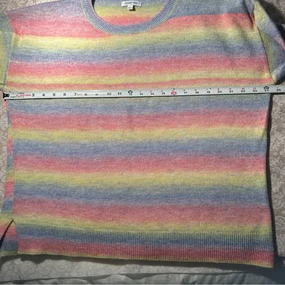 Johnny Was~ Sunrise Pastel Rainbow Boho Pullover Sweater in size large