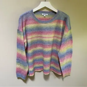 Johnny Was~ Sunrise Pastel Rainbow Boho Pullover Sweater in size large