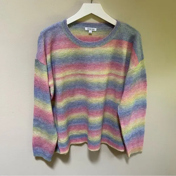 Johnny Was~ Sunrise Pastel Rainbow Boho Pullover Sweater in size large