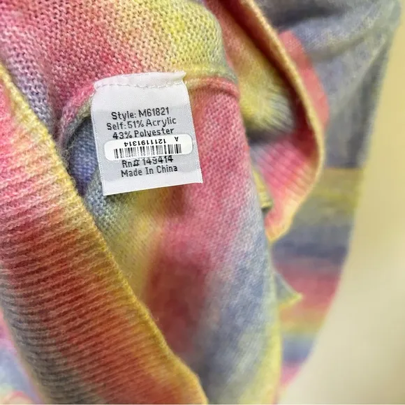 Johnny Was~ Sunrise Pastel Rainbow Boho Pullover Sweater in size large