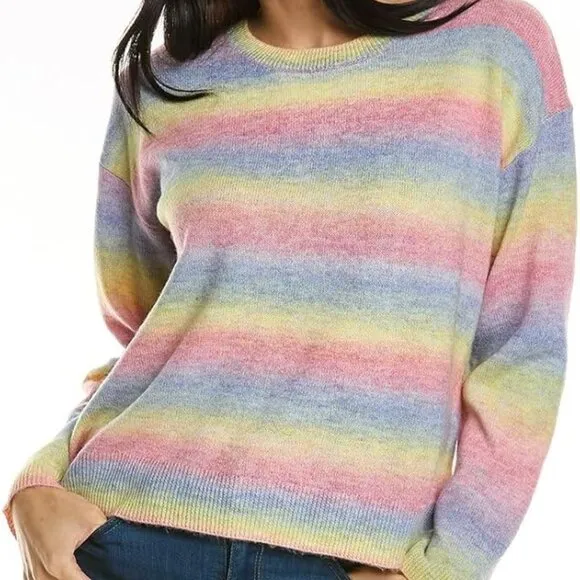 Johnny Was~ Sunrise Pastel Rainbow Boho Pullover Sweater in size large