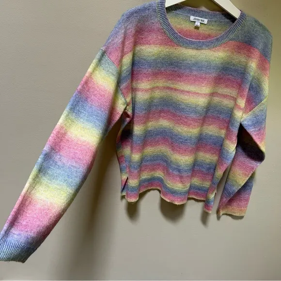 Johnny Was~ Sunrise Pastel Rainbow Boho Pullover Sweater in size large