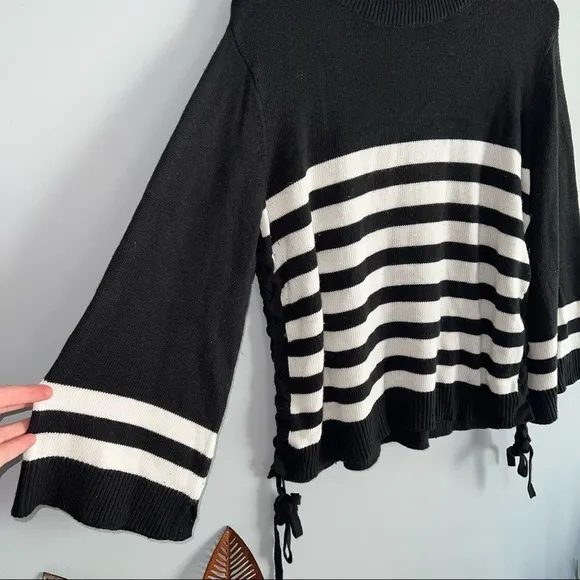 JOIE Lantz Womens Striped Boxy Mock Turtleneck Sweater