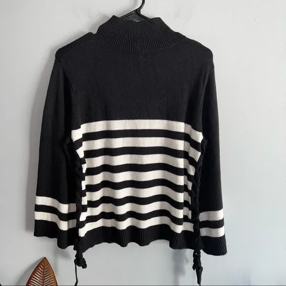 JOIE Lantz Womens Striped Boxy Mock Turtleneck Sweater