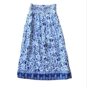 Joie Maxi Skirt Women's XL Linen Floral Blue White Lightweight Cottagecore