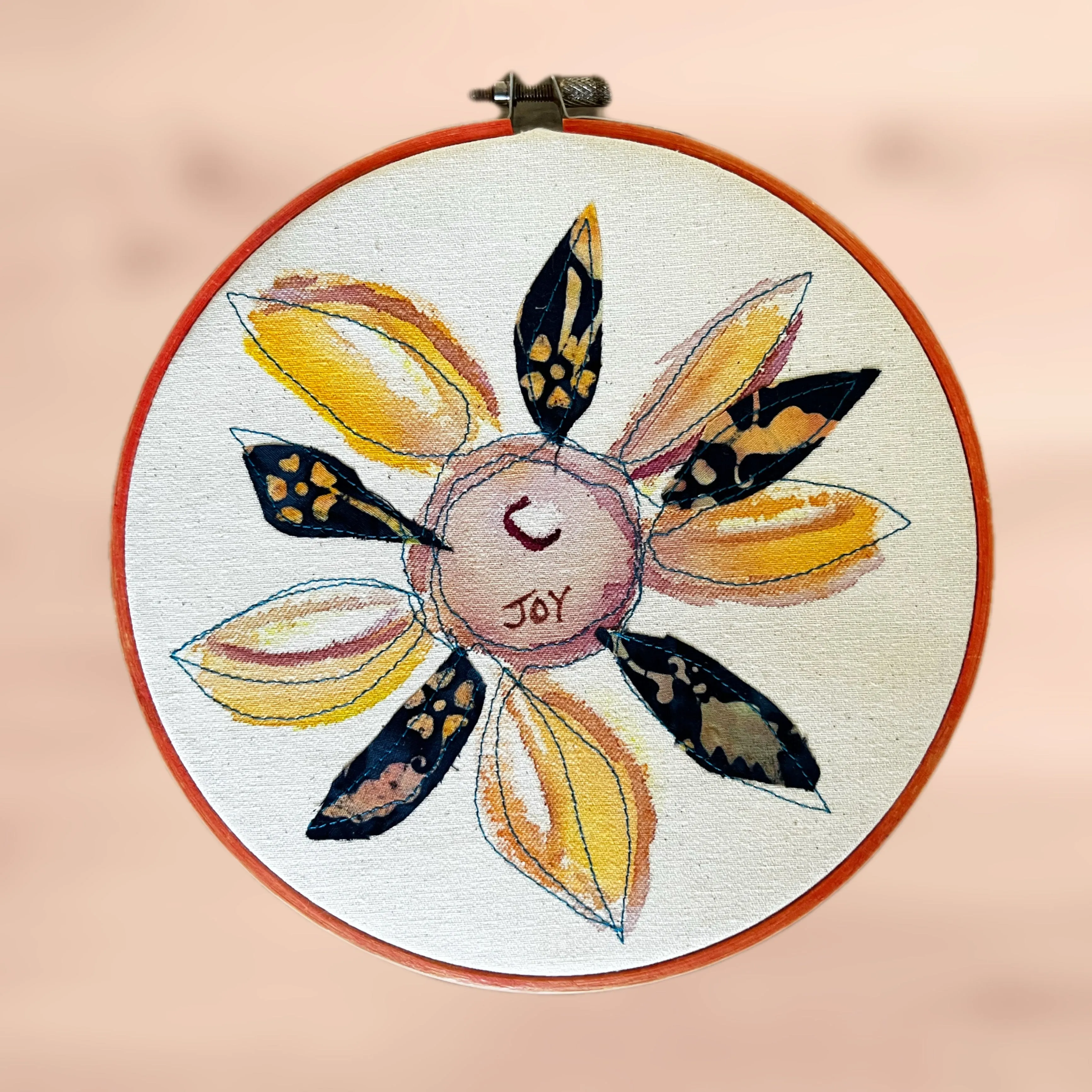joy more - word hoop art