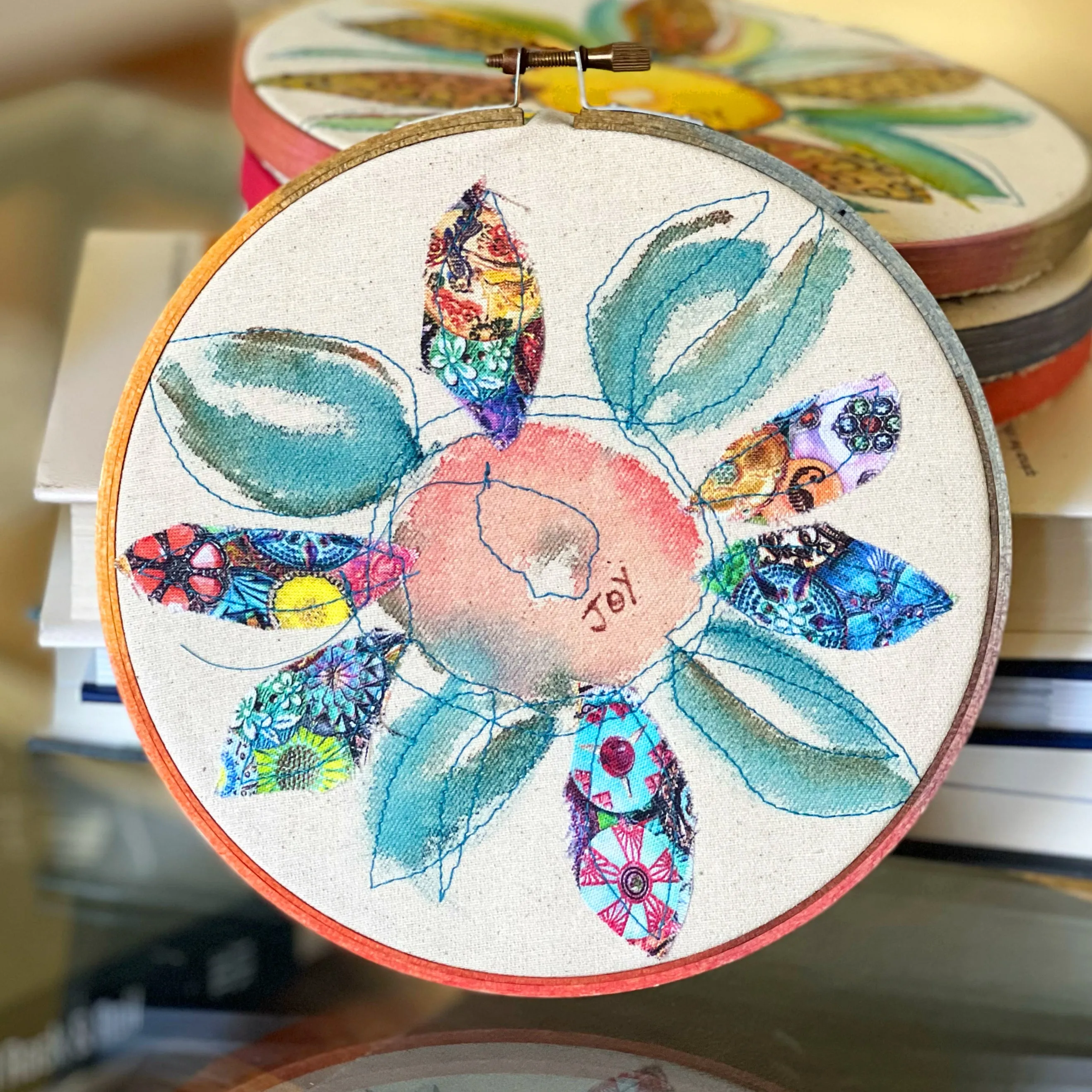 joy more - word hoop art