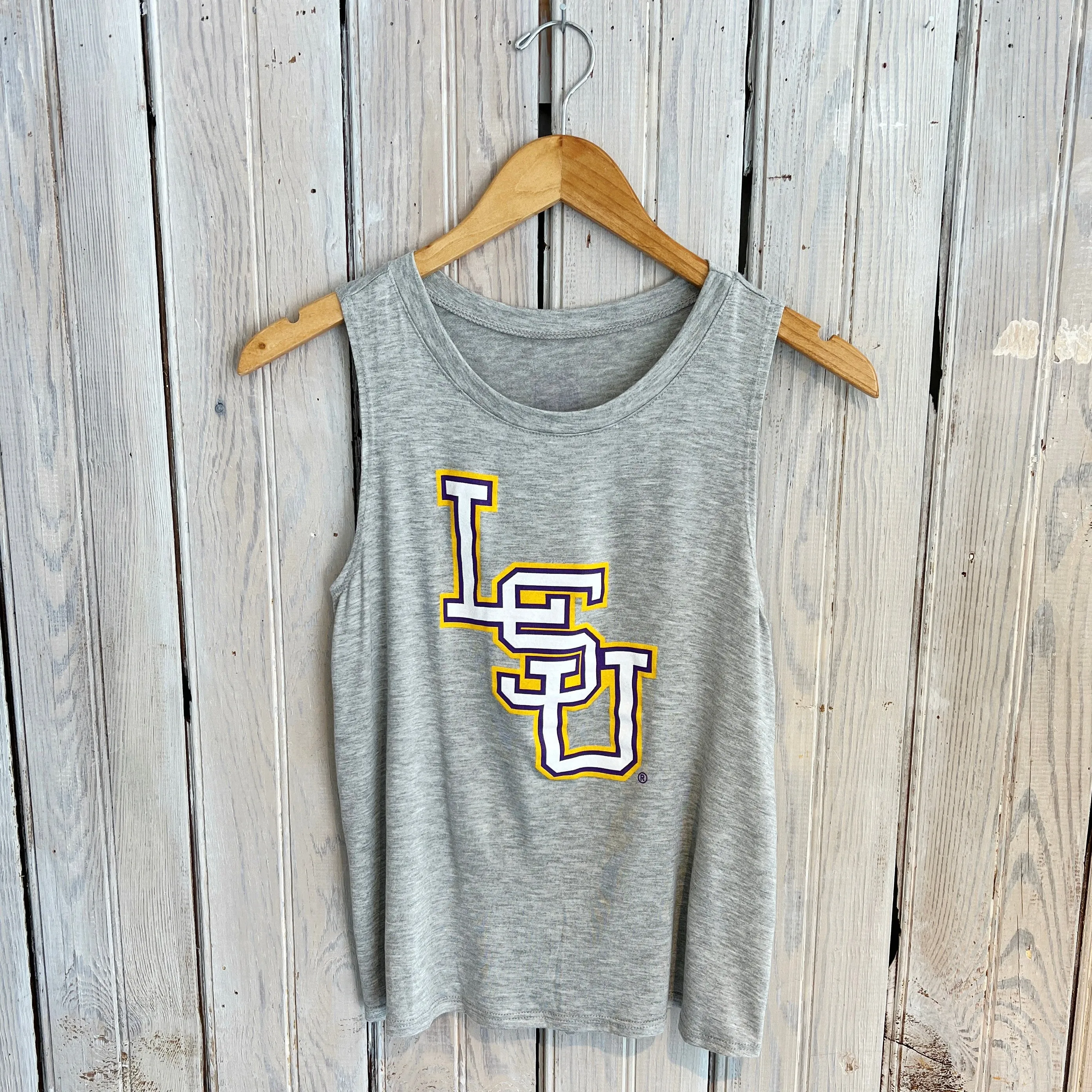 JT x LSU Stacked Logo Tank-hea grey