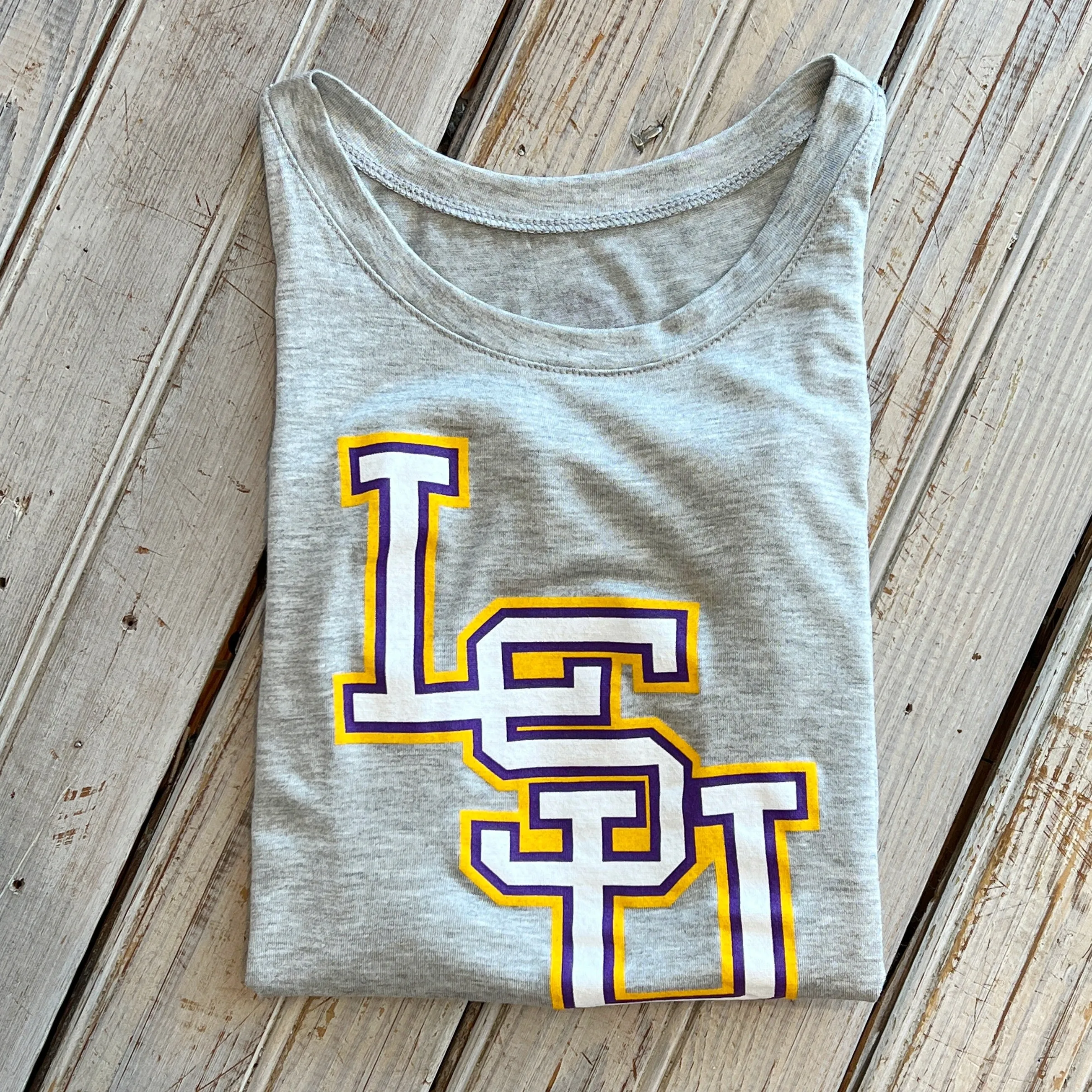 JT x LSU Stacked Logo Tank-hea grey