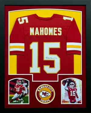 Kansas City Chiefs Patrick Mahomes Hand Signed Autographed Custom Red Jersey Framed & Suede Matted with COA