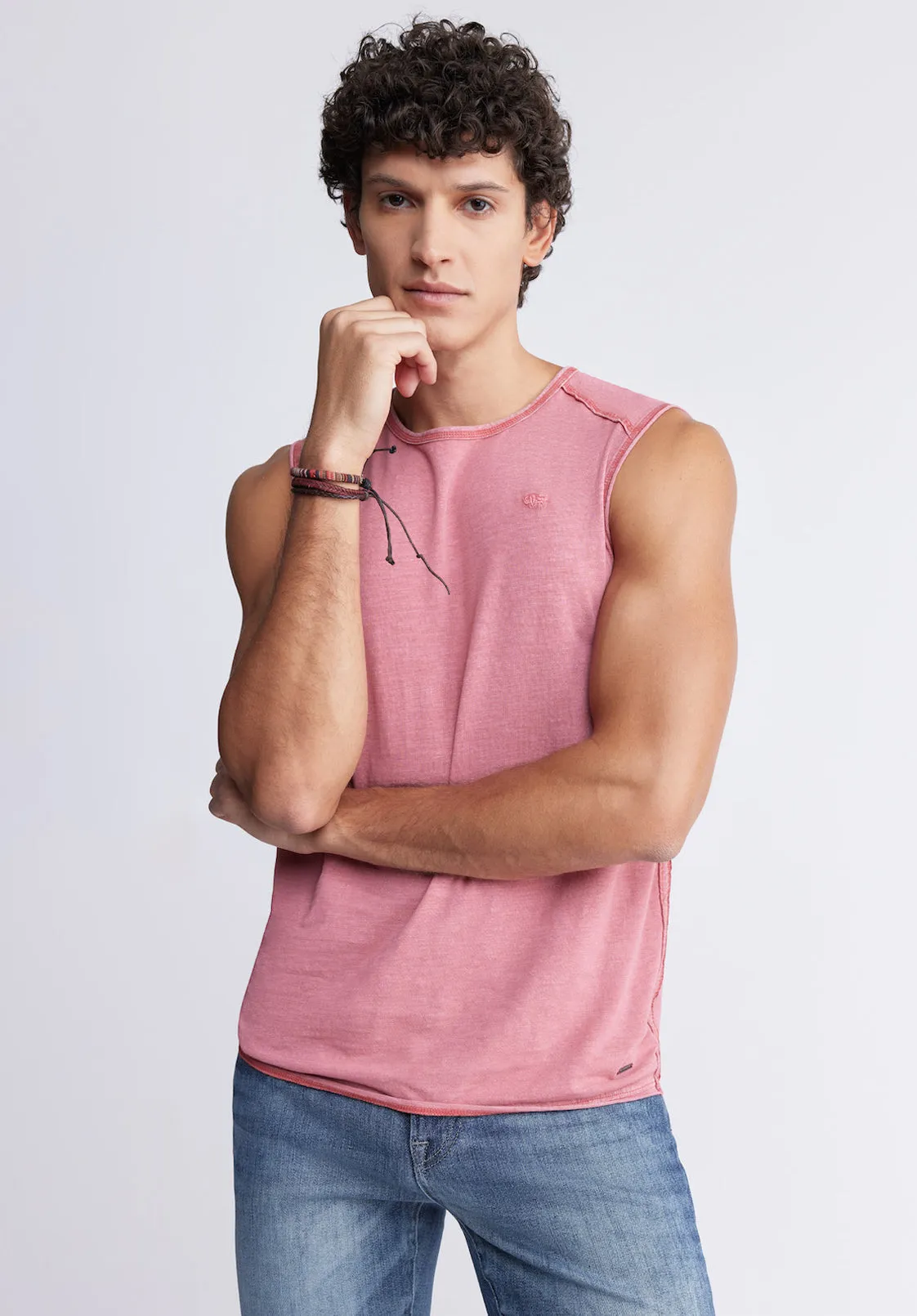 Karmola Men's Sleeveless Shirt in Mineral Red - BM24235