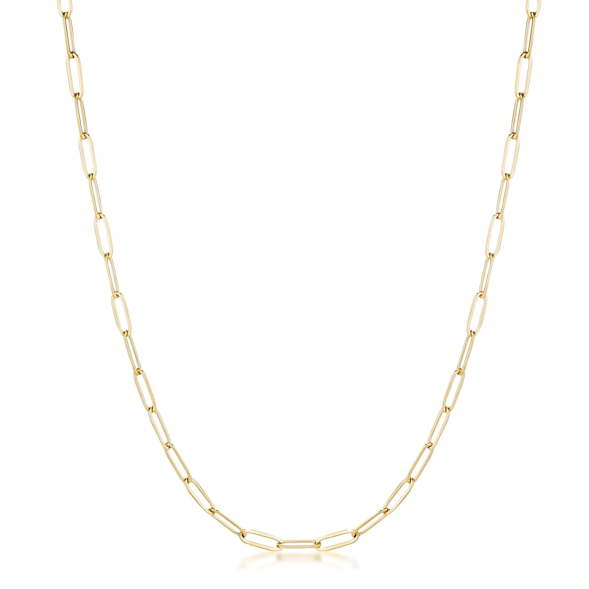 Kaylee 20” Gold Petite Paper Clip Chain Linked Necklace