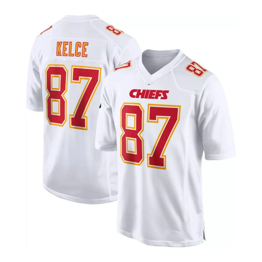 KC.Chiefs #87 Travis Kelce White Carbon Fashion Game Player Jersey Football Jerseys