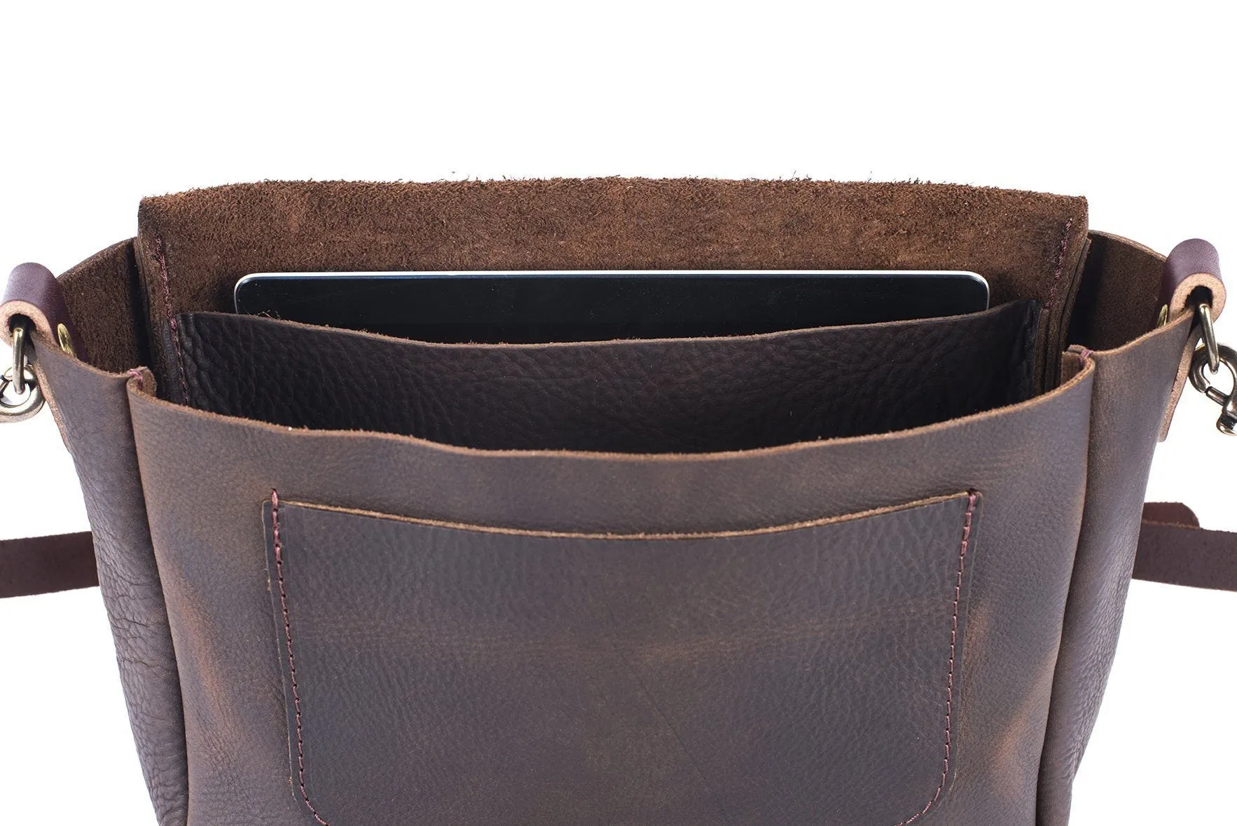 KINDLE LEATHER SATCHEL - SADDLE