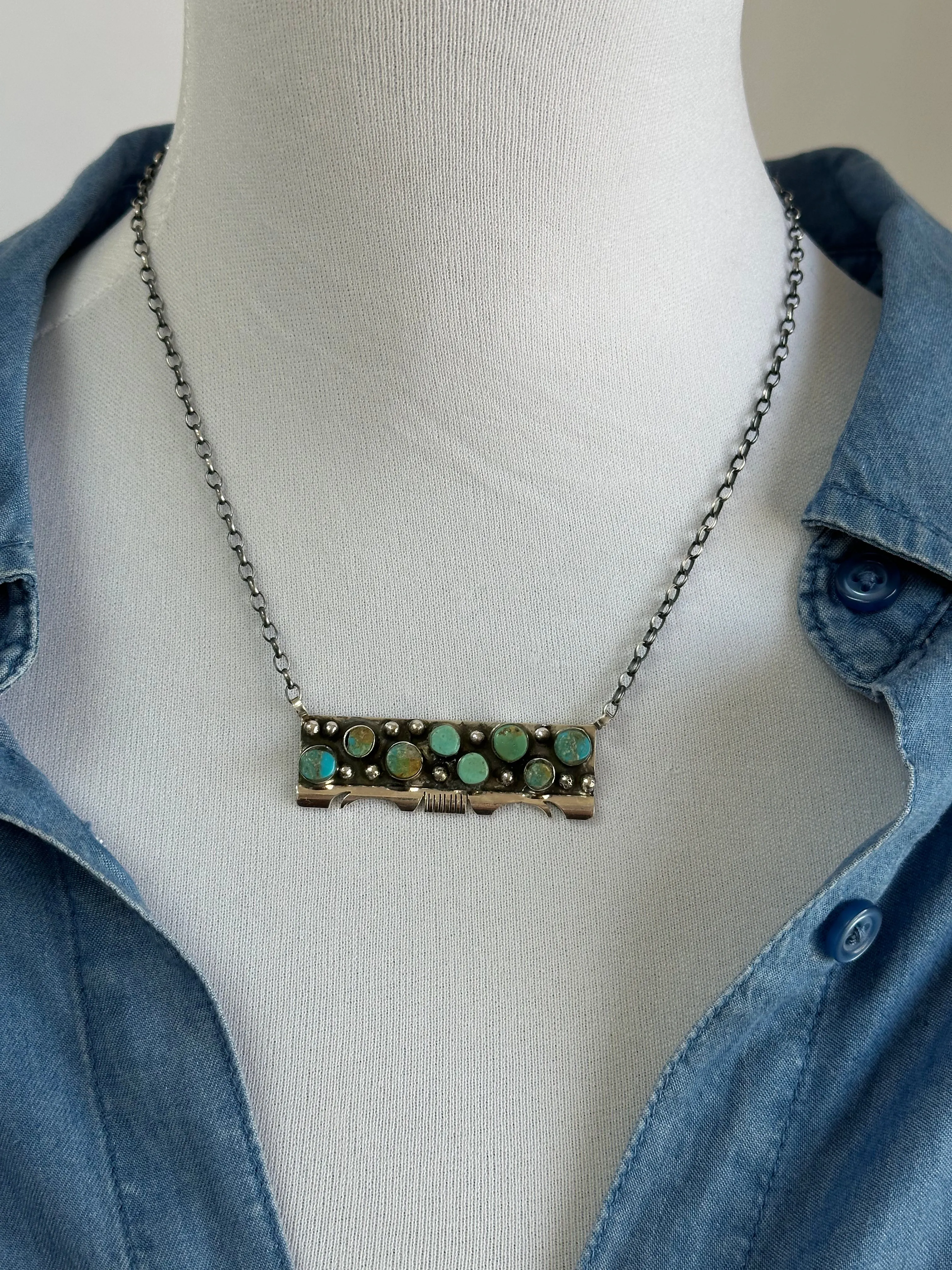 Kingman Turquoise Dotted  Necklace