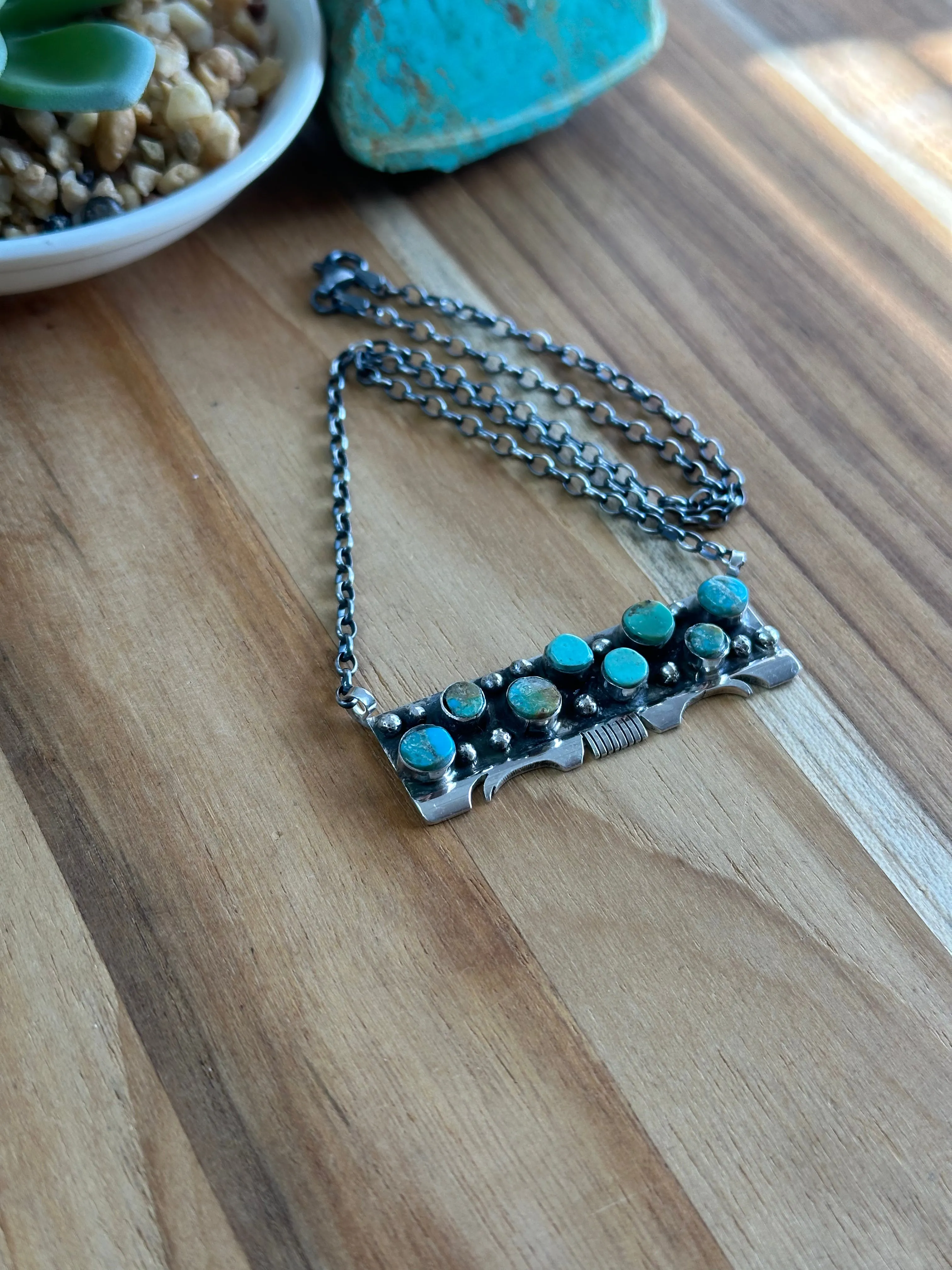Kingman Turquoise Dotted  Necklace