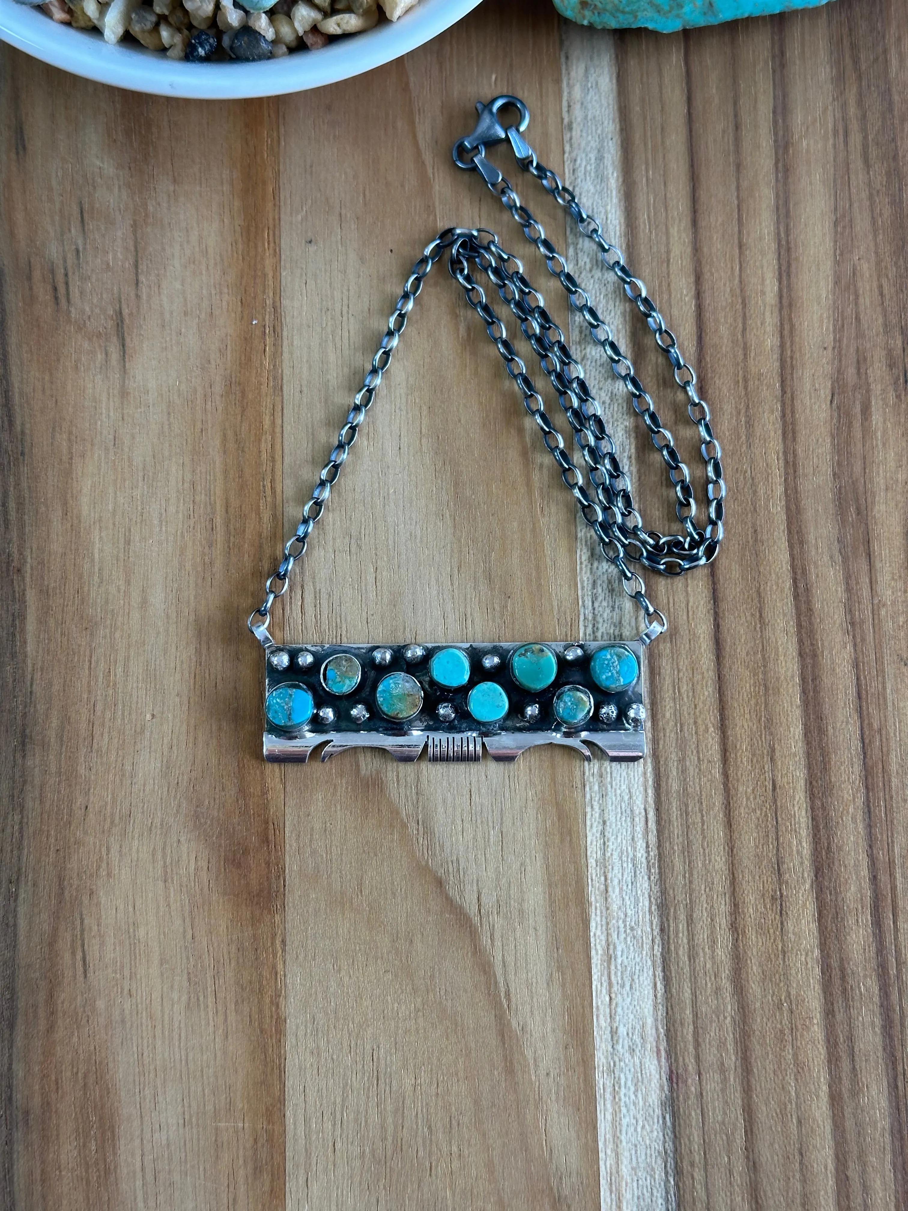 Kingman Turquoise Dotted  Necklace