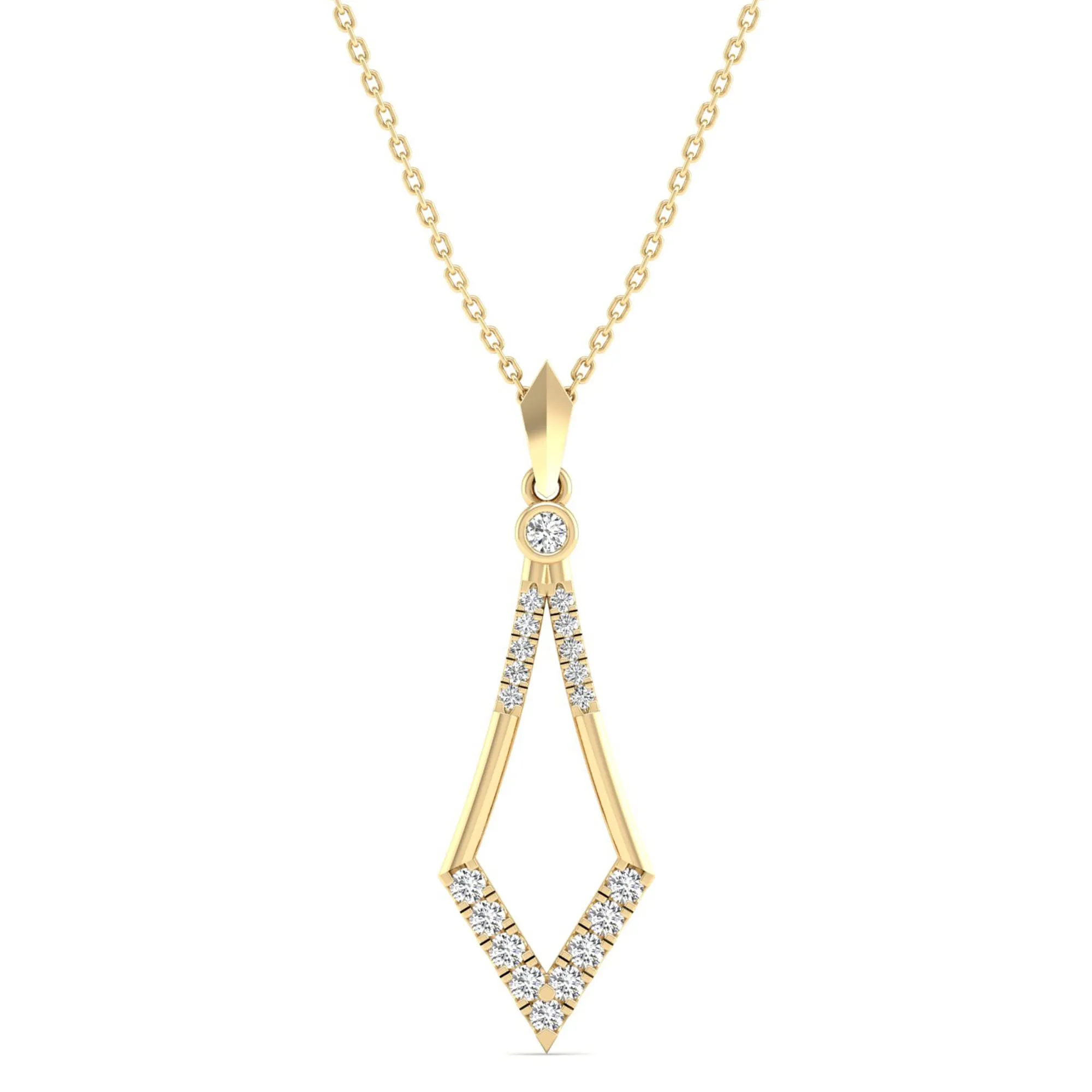 Kite-Shaped Bezel-Set Diamond Pendant