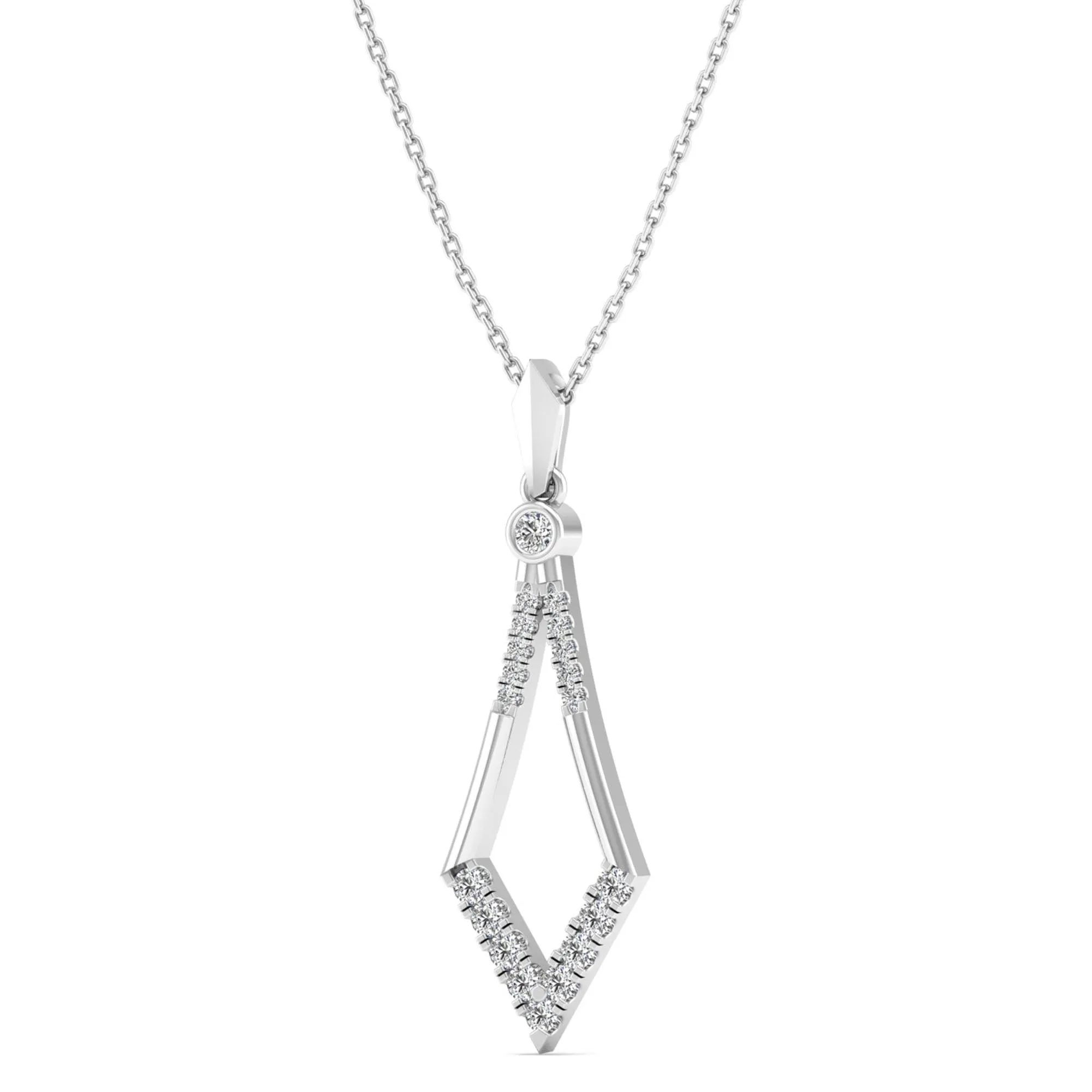 Kite-Shaped Bezel-Set Diamond Pendant