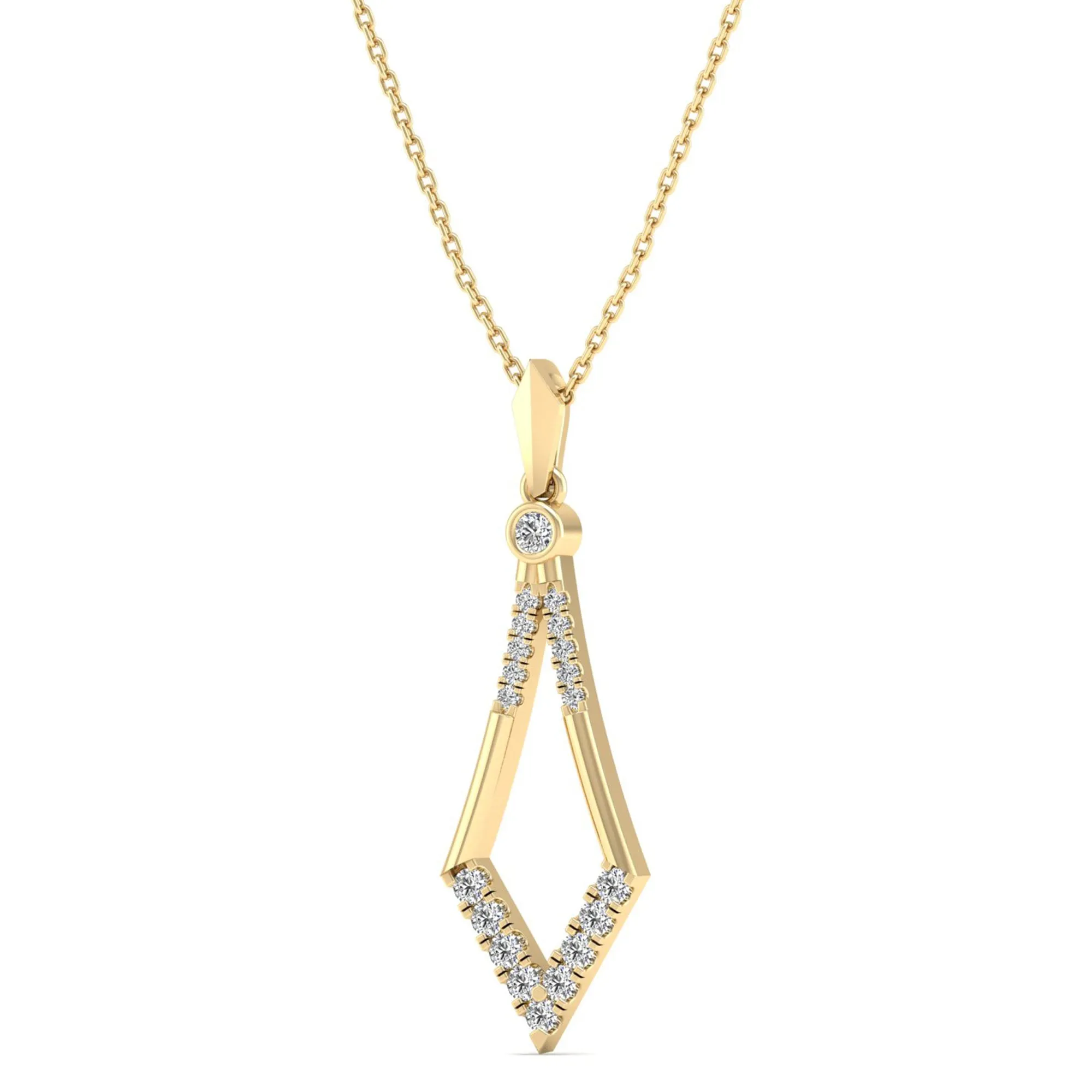 Kite-Shaped Bezel-Set Diamond Pendant