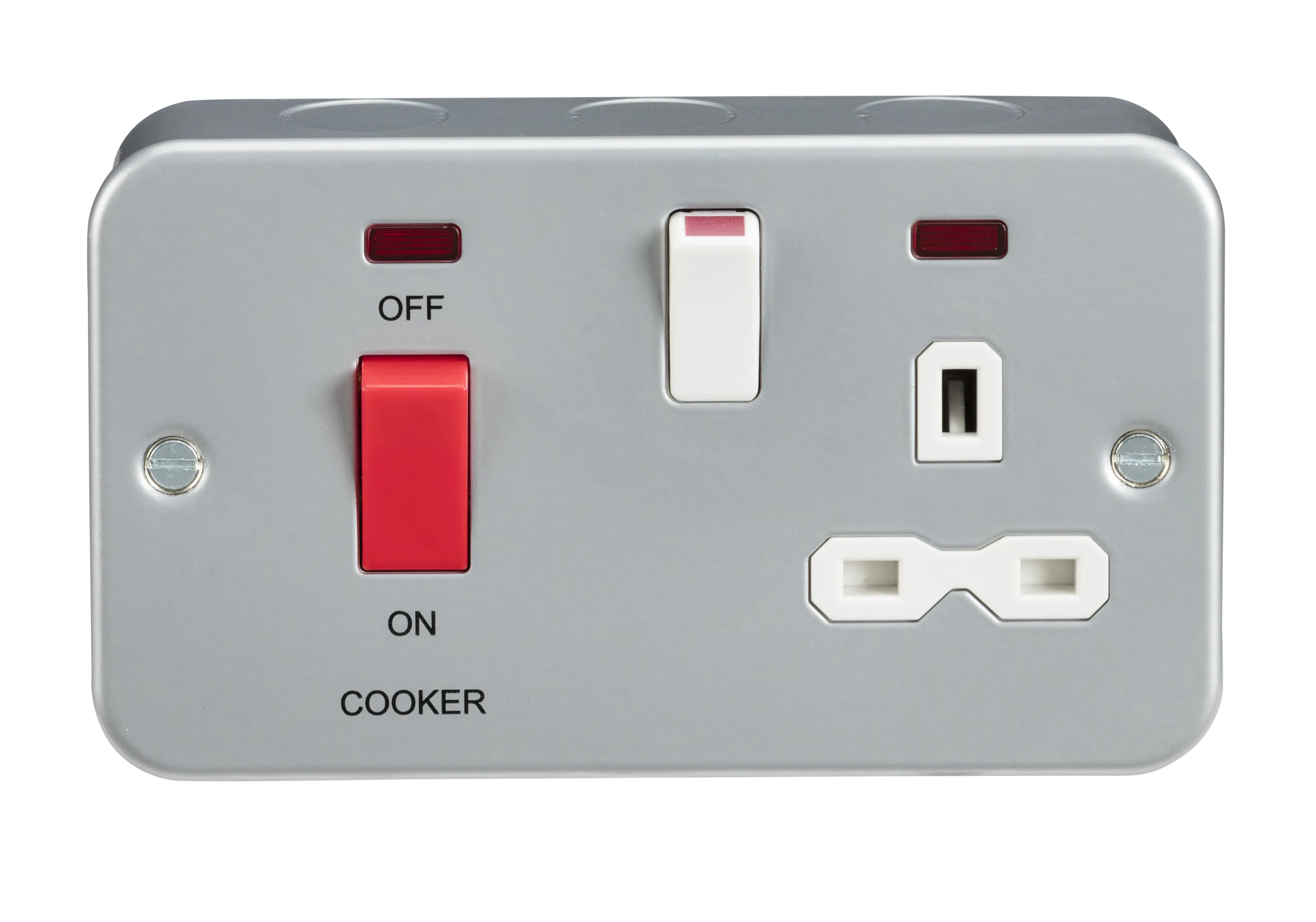 Knightsbridge MR8333N Metal Clad 2G 45A DP Cooker Switch   13A Socket   Neons