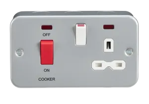 Knightsbridge MR8333N Metal Clad 2G 45A DP Cooker Switch   13A Socket   Neons