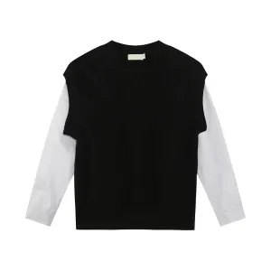 Knit Vest Layered Long-Sleeve Sweater