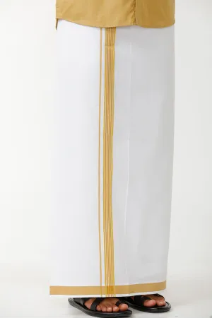 Kushi - Yellow Single Layered Dhoti With Fancy Borders For Men | Uathayam