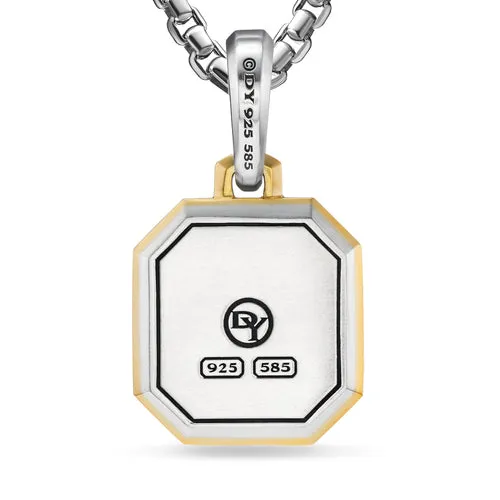 L Initial Amulet in Sterling Silver with 14K Yellow Gold, 17mm