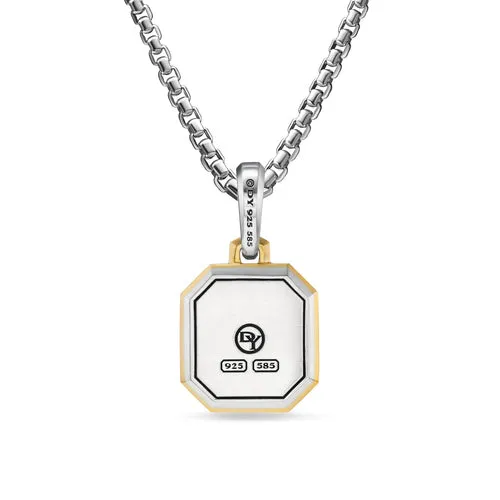 L Initial Amulet in Sterling Silver with 14K Yellow Gold, 17mm