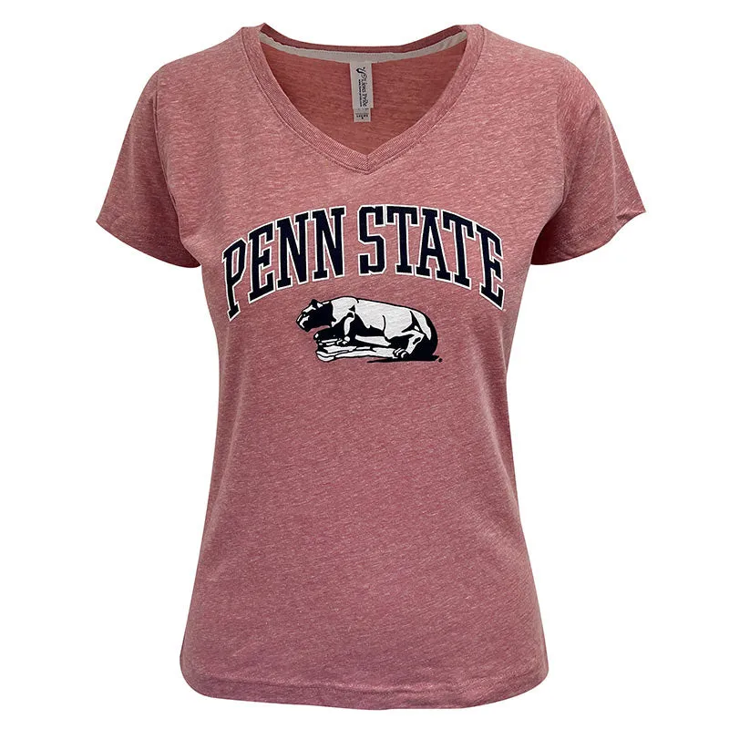 Ladies Melange Lion Shrine V-Neck Shirt