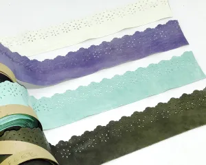 Lamb Leather Floral Trim Tape with Perforated and Scalloped Edge in Various Colors 1-7/8" wide (1 foot long) 3745XLA