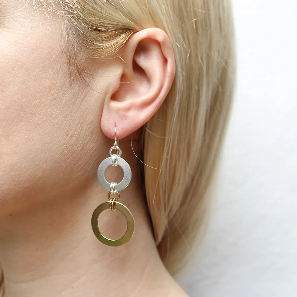 Large Tiered Double Linked Rings Wire Earrings