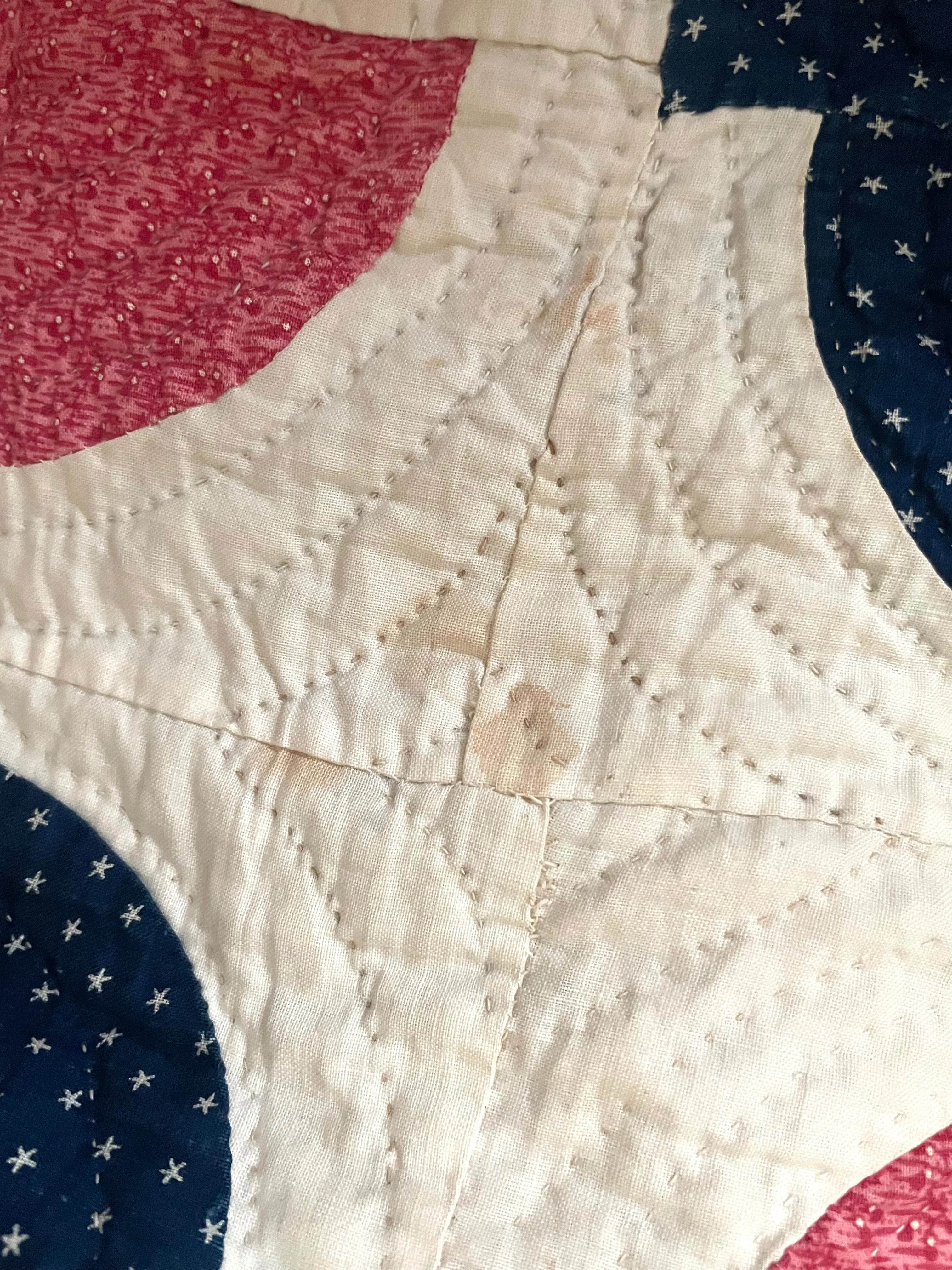 Late 19th Century Drunkards Path Calico Quilt