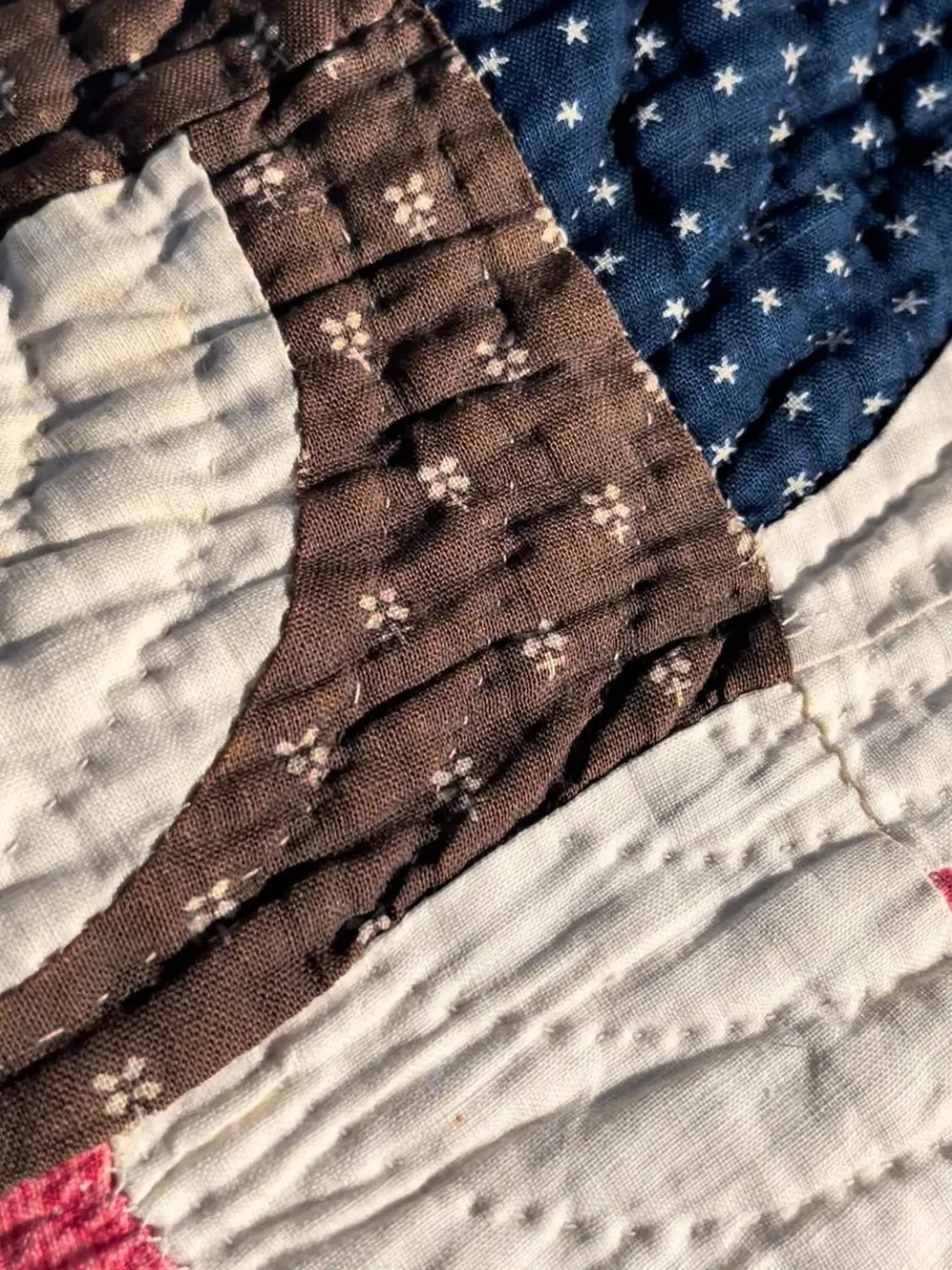 Late 19th Century Drunkards Path Calico Quilt