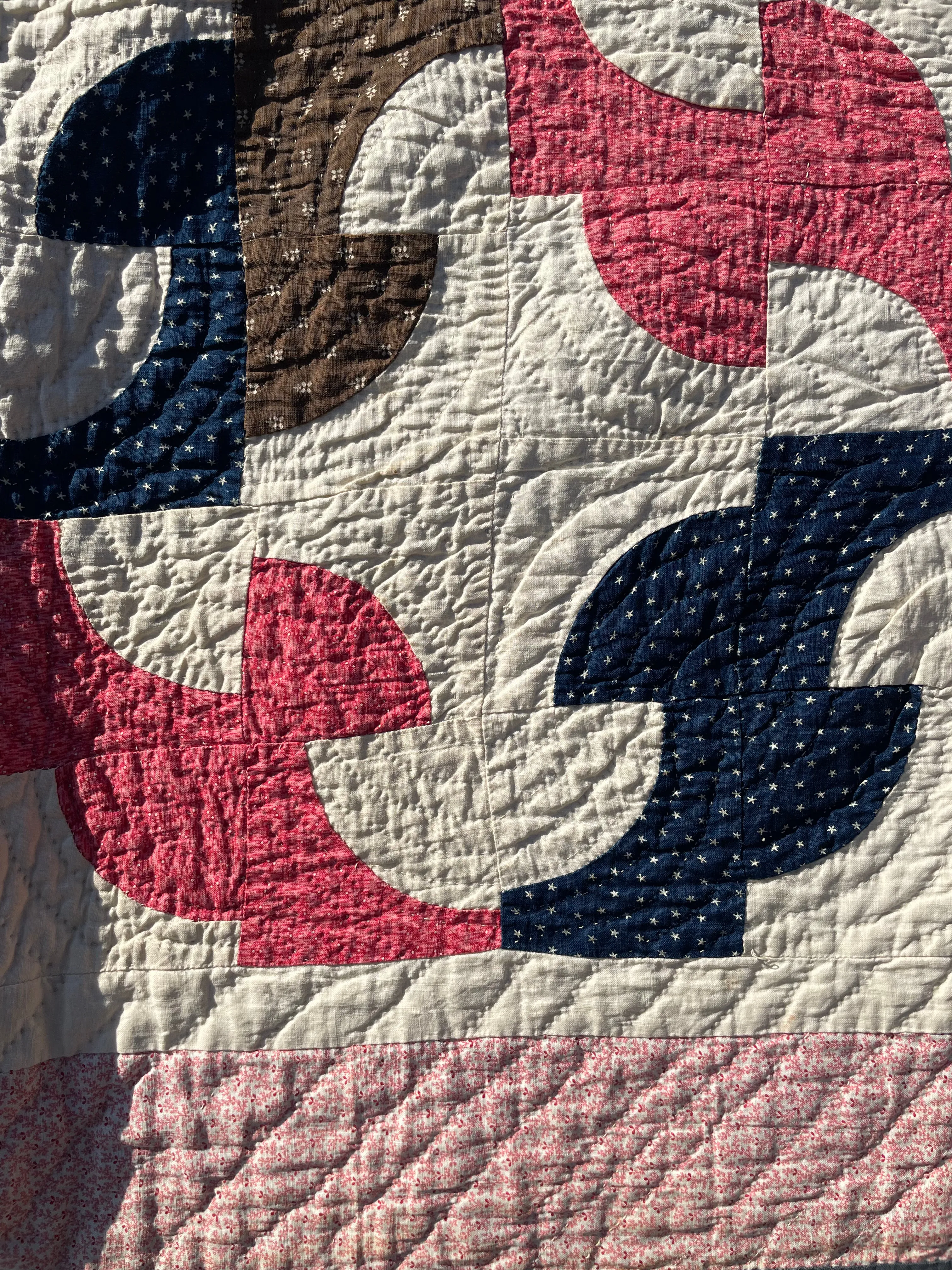 Late 19th Century Drunkards Path Calico Quilt