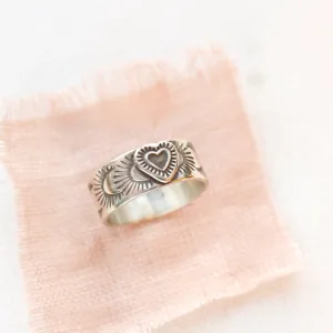 Layered Heart Silver Band Ring