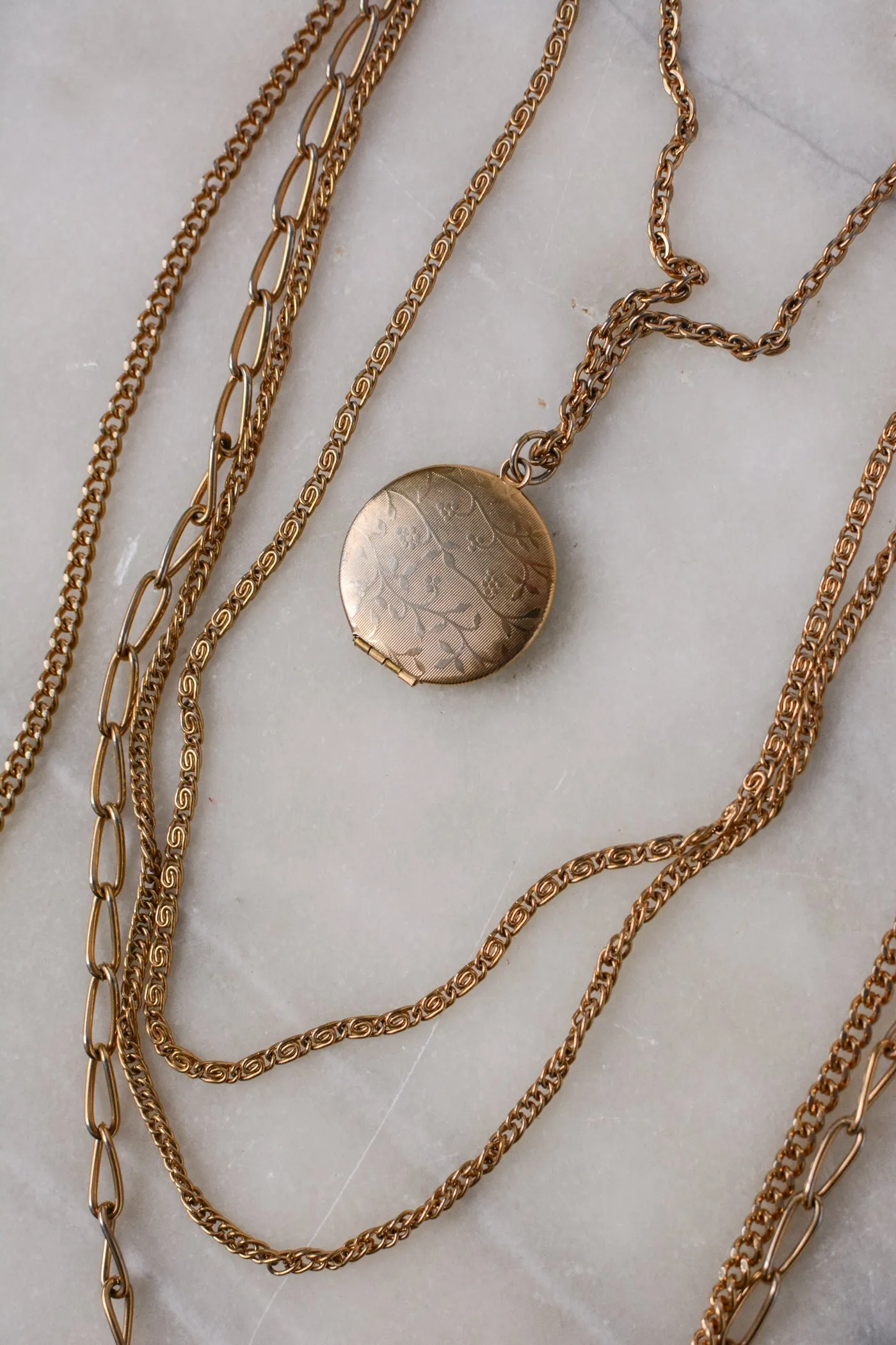 Layered Locket Mixed Chain Necklace