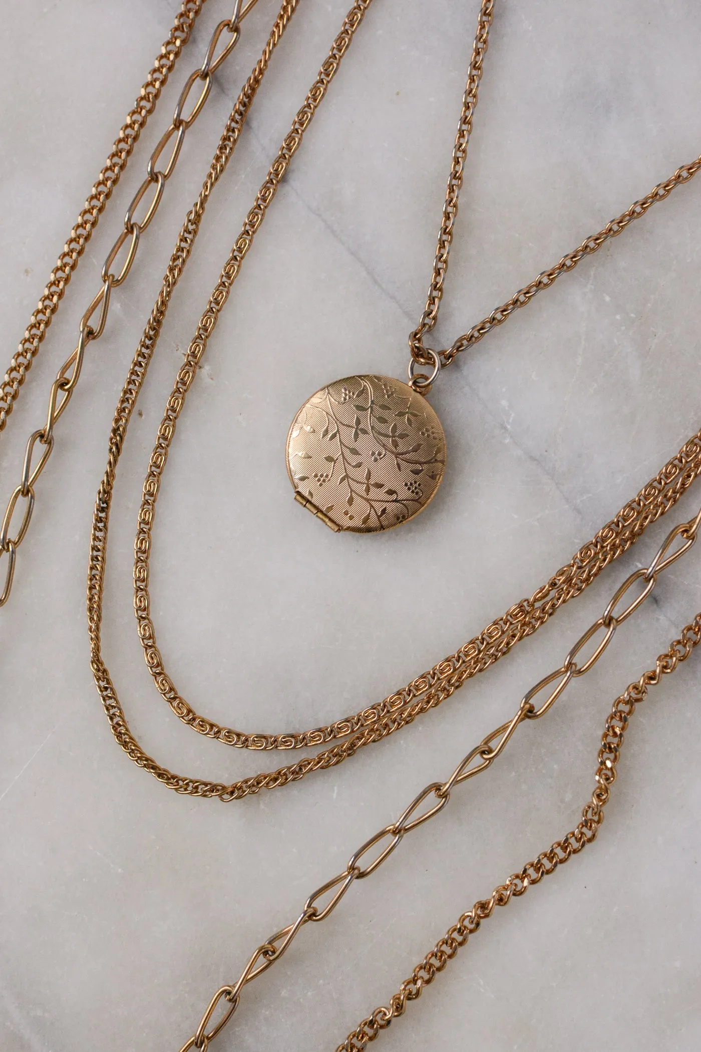 Layered Locket Mixed Chain Necklace