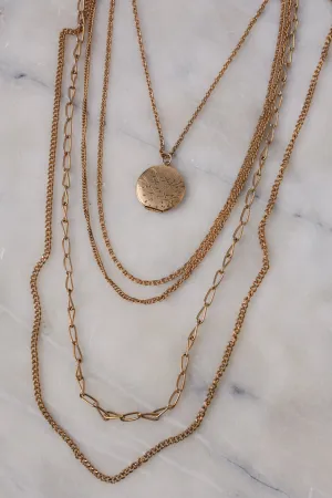 Layered Locket Mixed Chain Necklace
