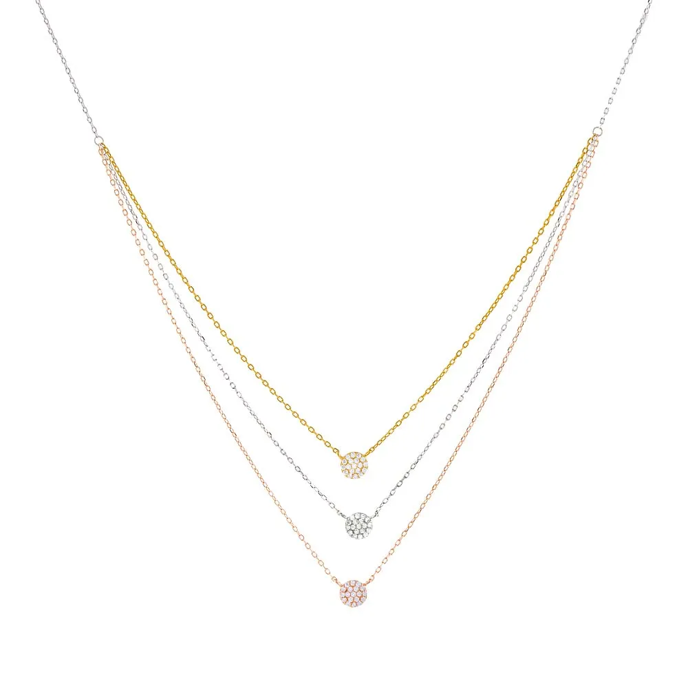 Layered Round Pavé Disc Necklace
