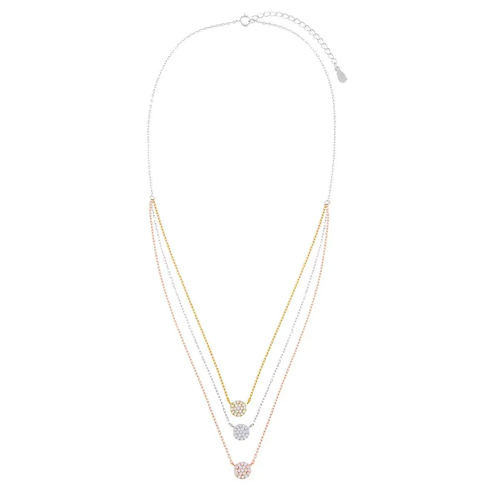 Layered Round Pavé Disc Necklace