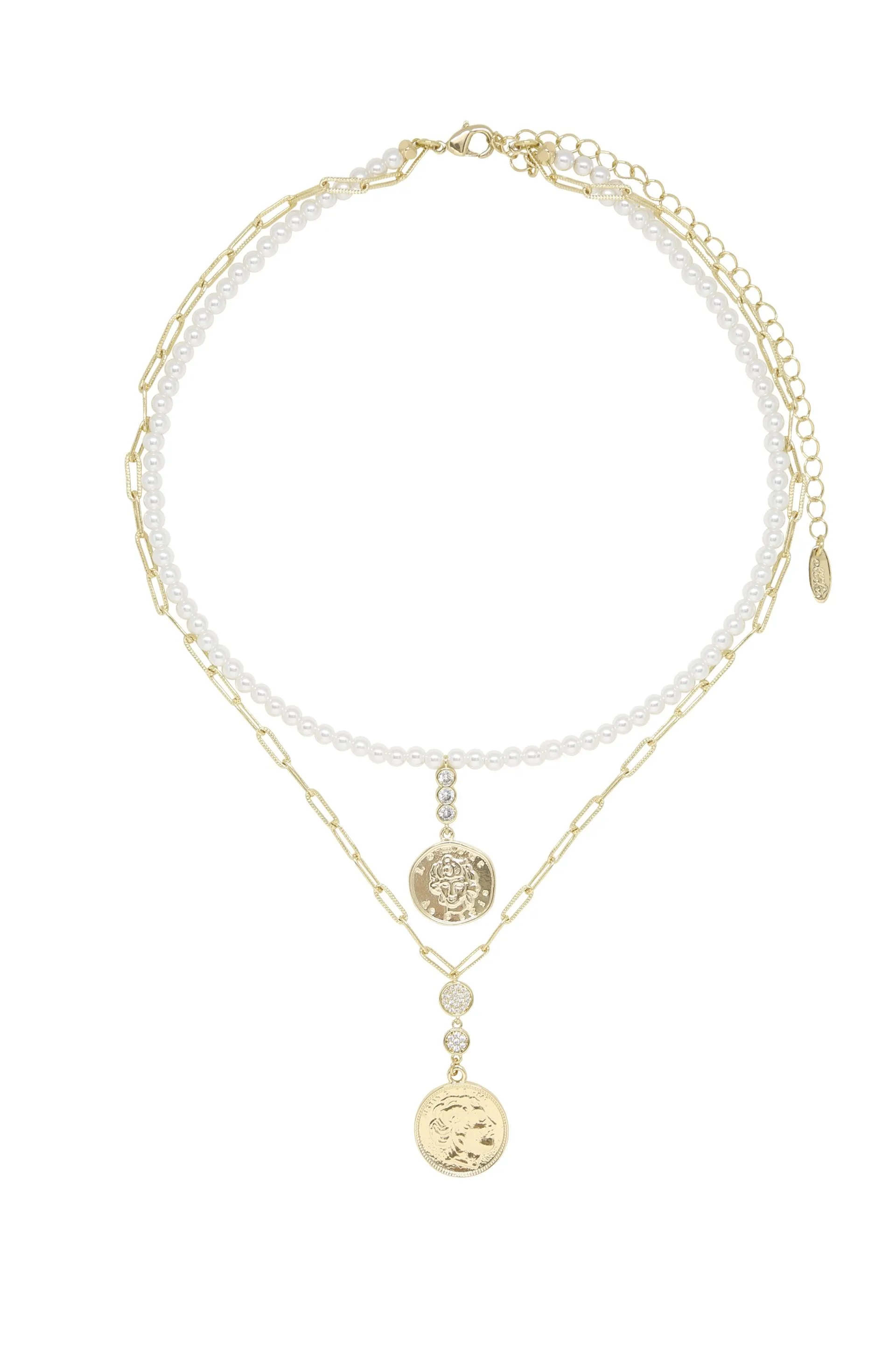 Layla Pearl 18k Gold Plated Layered Necklace