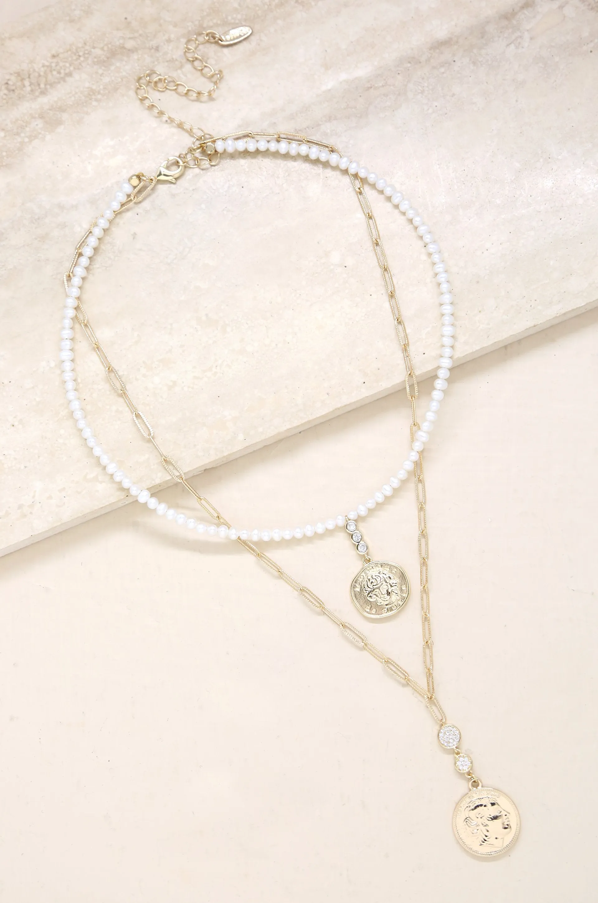 Layla Pearl 18k Gold Plated Layered Necklace