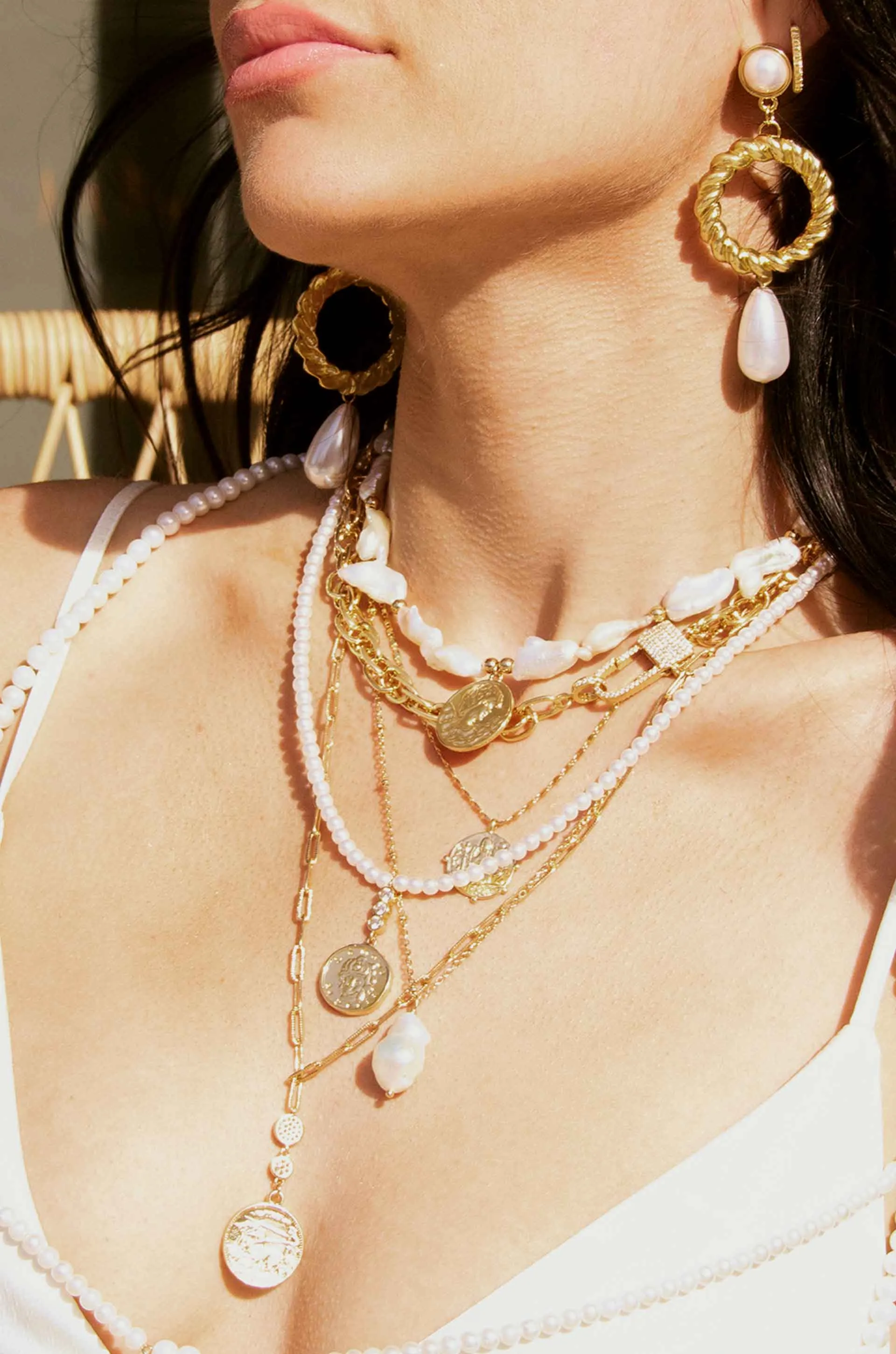 Layla Pearl 18k Gold Plated Layered Necklace