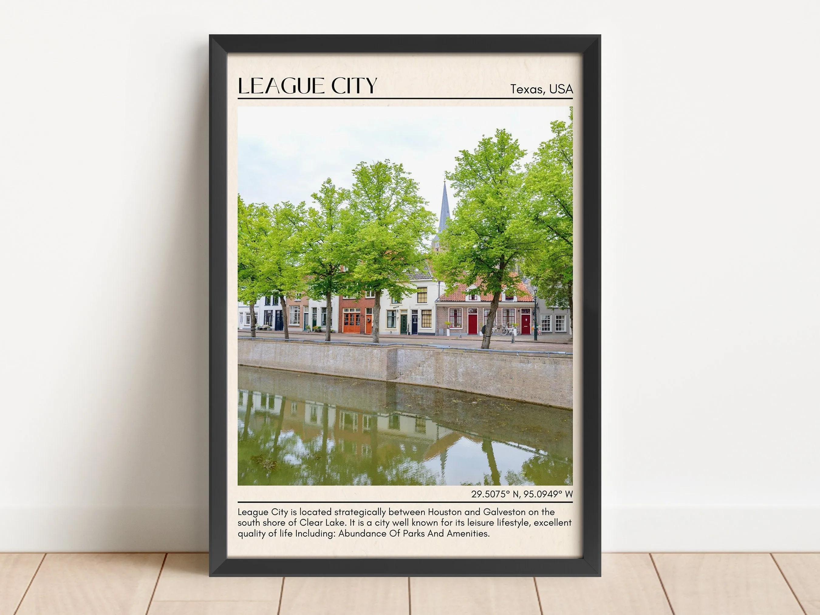 League City Minimal Wall Art, Texas, USA